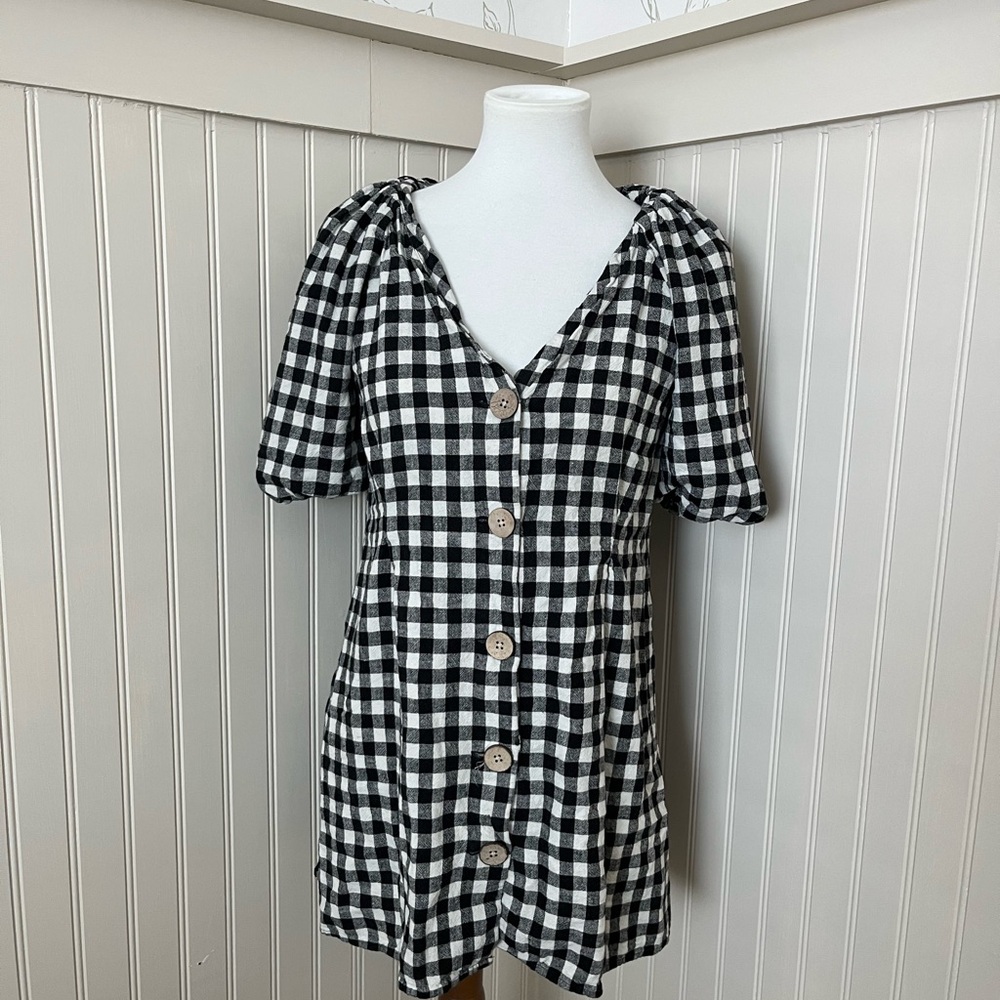 Zara Black and White Gingham Mini Dress